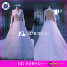 Sexy manga comprida Zipper-up Back Corpete Vestido de noiva ED Bridal Wedding Dresses 2017